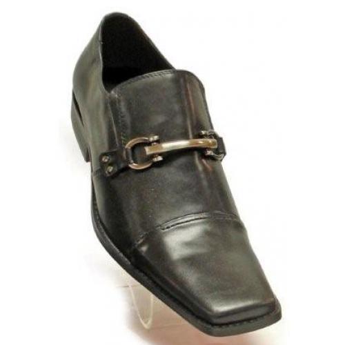 Fiesso Black Genuine Leather Loafer Shoes With Bracelet FI6565